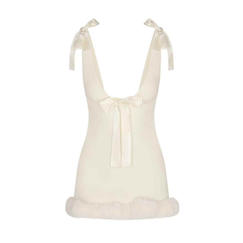 Skims Cloud Mini Dress in Ecru - Picture 4 of 7